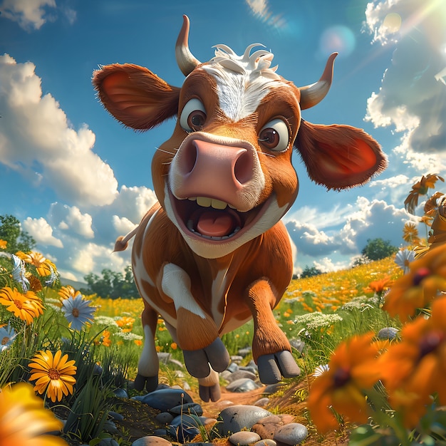 Free Photo 3d cartoon cow illustration