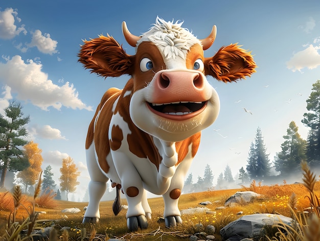 Free Photo 3d cartoon cow illustration