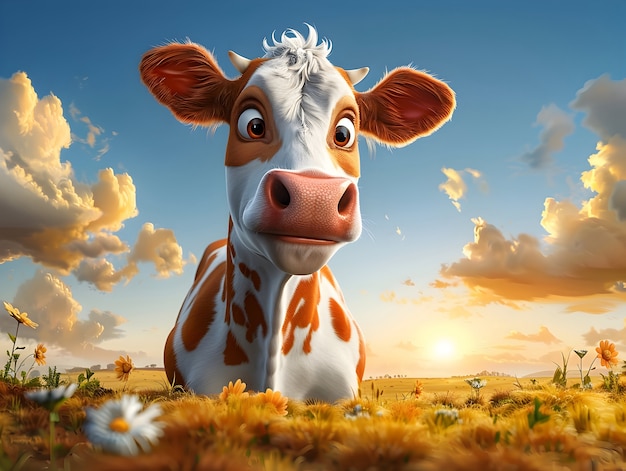 Free Photo 3d cartoon cow illustration