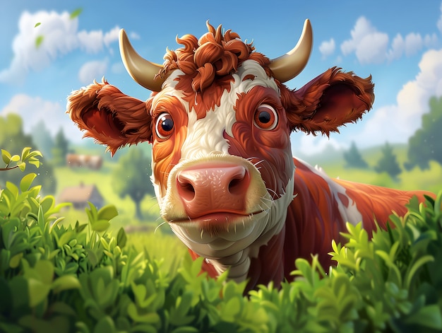 Free Photo 3d cartoon cow illustration