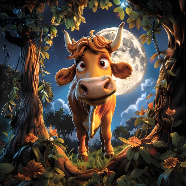 Free Photo 3d cartoon cow illustration