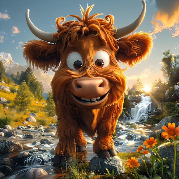 Free Photo 3d cartoon cow illustration