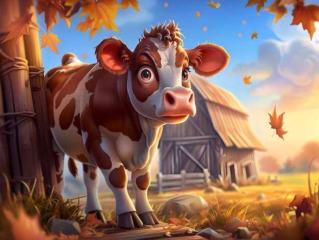 Free Photo 3d cartoon cow illustration