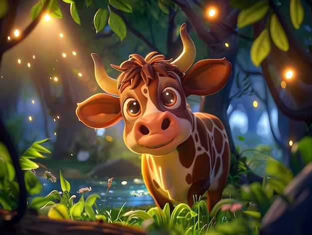 Free Photo 3d cartoon cow illustration