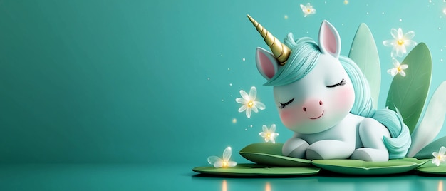 Free photo 3d cartoon cute unicorn