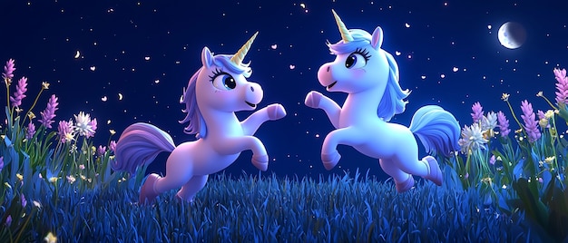 3d cartoon cute unicorn