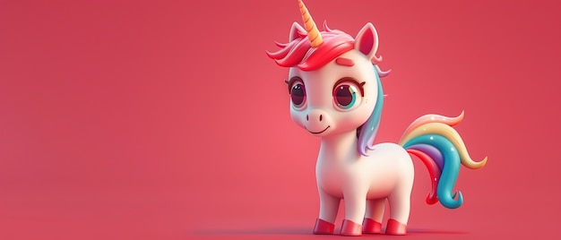 Free photo 3d cartoon cute unicorn