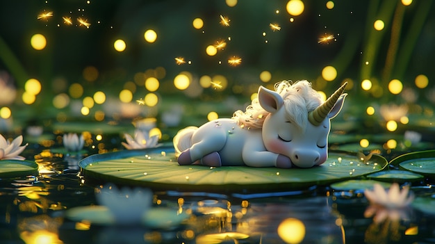 3d cartoon cute unicorn