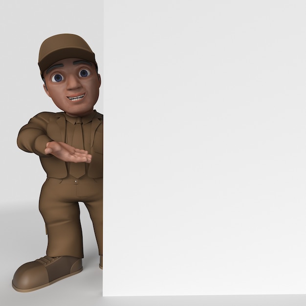 Free photo 3d cartoon delivery driver