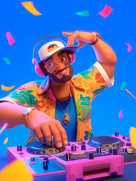 Free photo 3d cartoon dj illustration