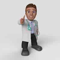 Free photo 3d cartoon doctor character