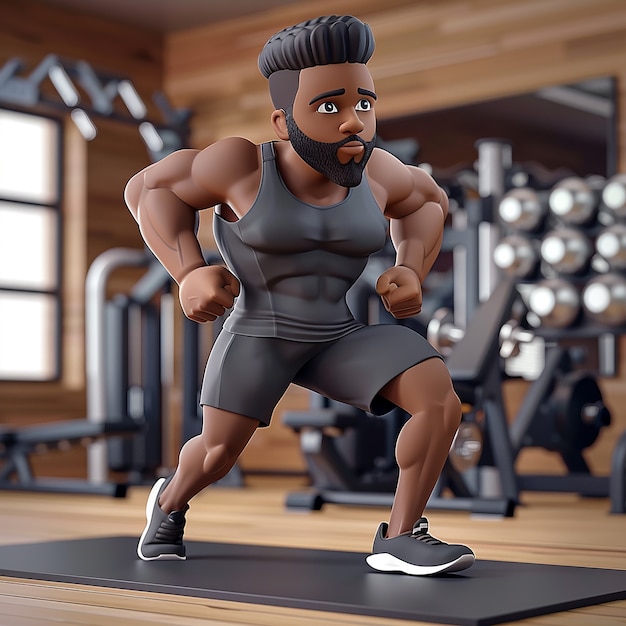 3d cartoon fitness man