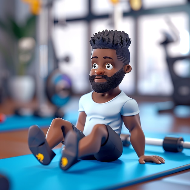 Free Photo 3d cartoon fitness man