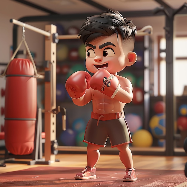 3d cartoon fitness man