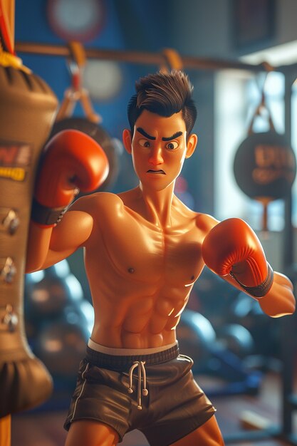 3d cartoon fitness man