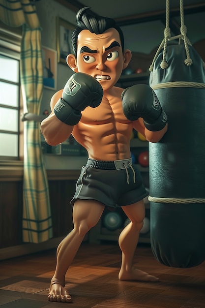 Free photo 3d cartoon fitness man