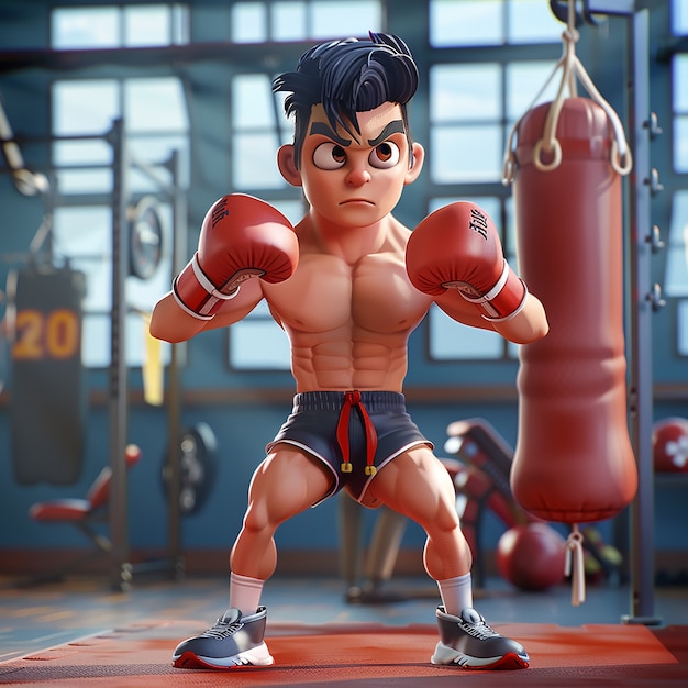 Free photo 3d cartoon fitness man