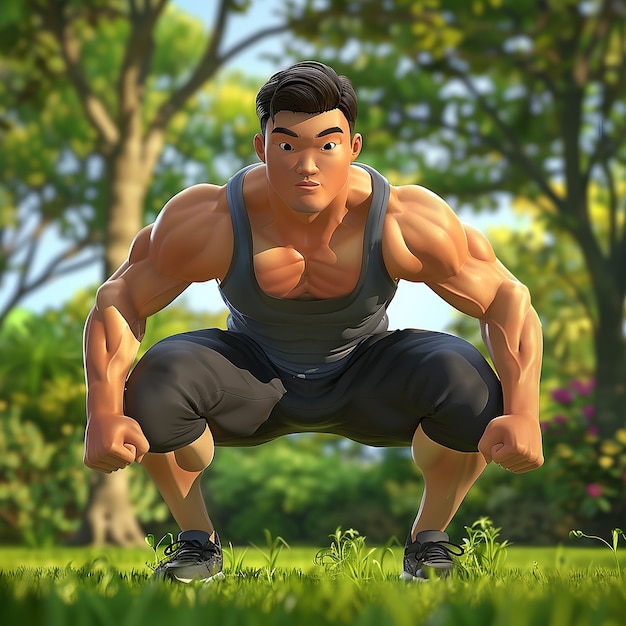 Free Photo 3d cartoon fitness man