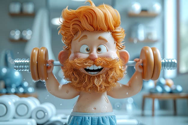 3d cartoon fitness man