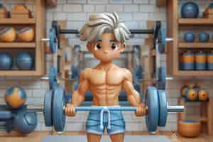 Free photo 3d cartoon fitness man