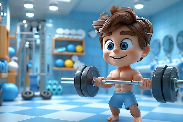 Free photo 3d cartoon fitness man