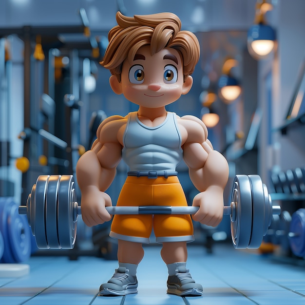 Free Photo 3d cartoon fitness man