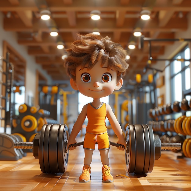 Free photo 3d cartoon fitness man