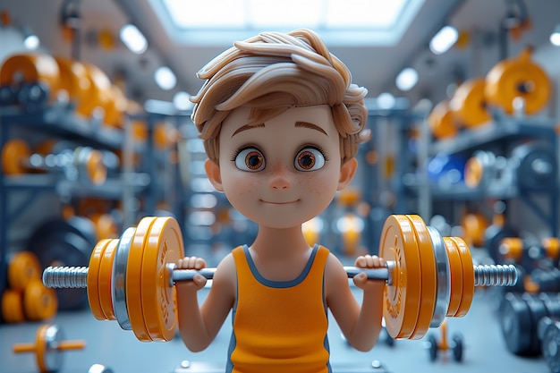 Free Photo 3d cartoon fitness man