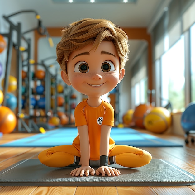 Free photo 3d cartoon fitness man