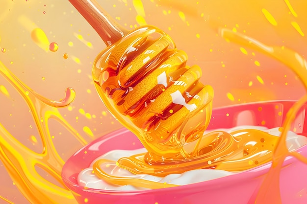 Free photo 3d cartoon honey drips and splashes