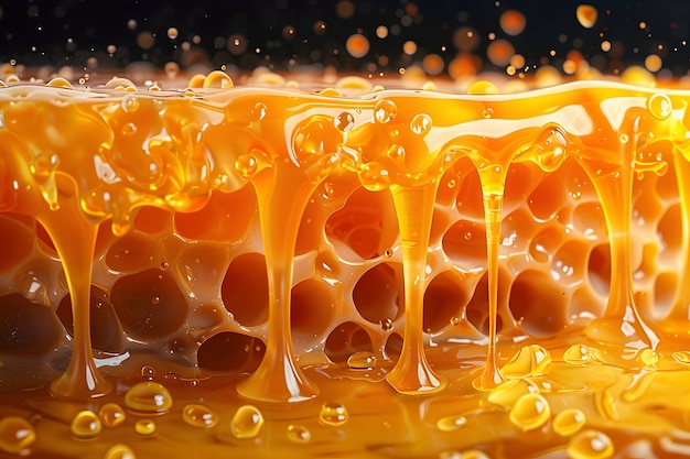 3d cartoon honey drips and splashes