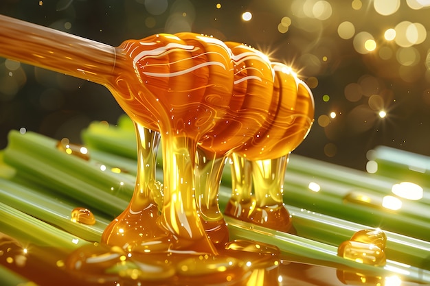 Free photo 3d cartoon honey drips and splashes