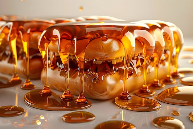 3d cartoon honey drips and splashes