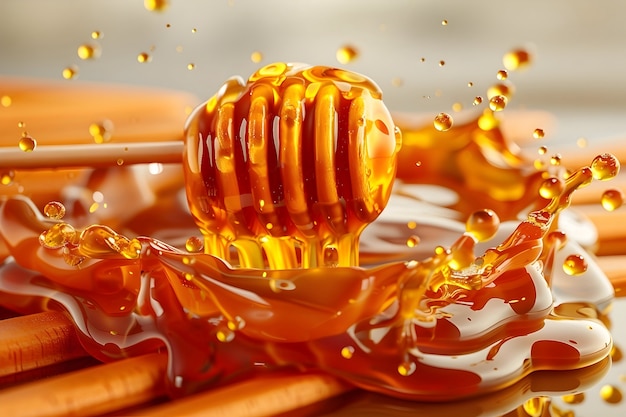 3d cartoon honey drips and splashes