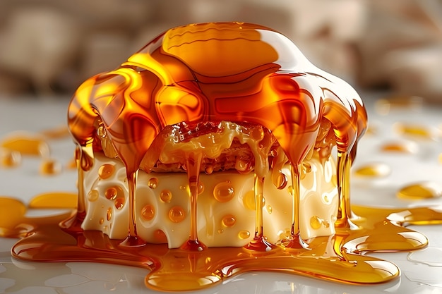 Free Photo 3d cartoon honey drips and splashes