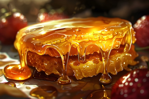 Free Photo 3d cartoon honey drips and splashes