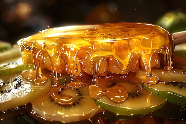 Free Photo 3d cartoon honey drips and splashes