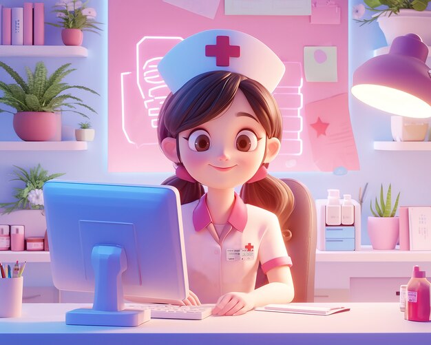 3d cartoon hospital healthcare scene