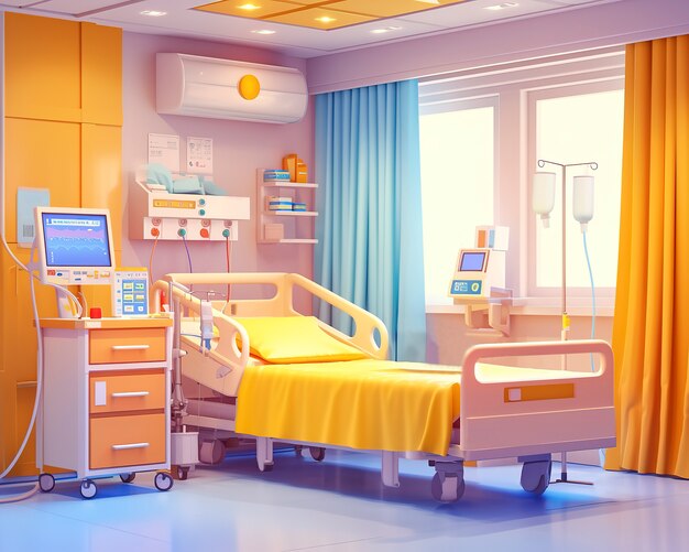 3d cartoon hospital healthcare scene