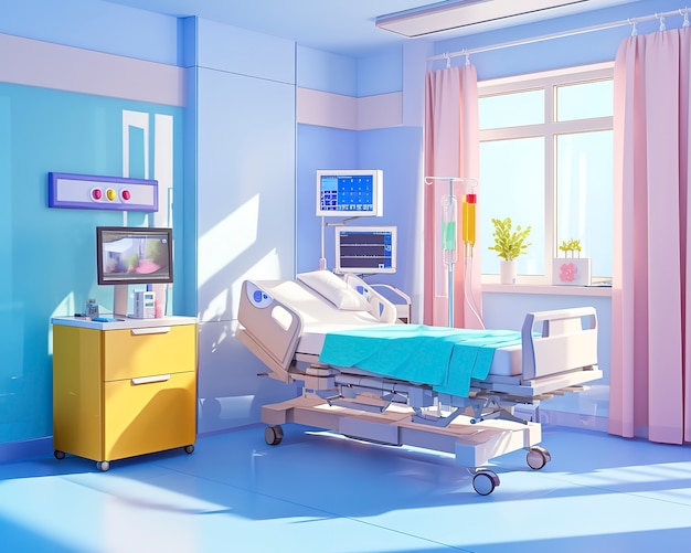 3d cartoon hospital healthcare scene