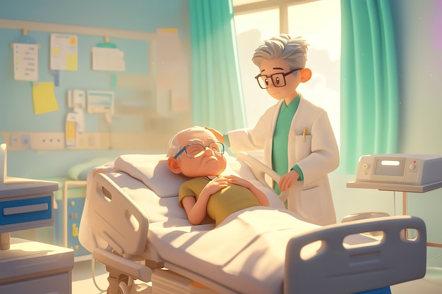 Free Photo 3d cartoon hospital healthcare scene