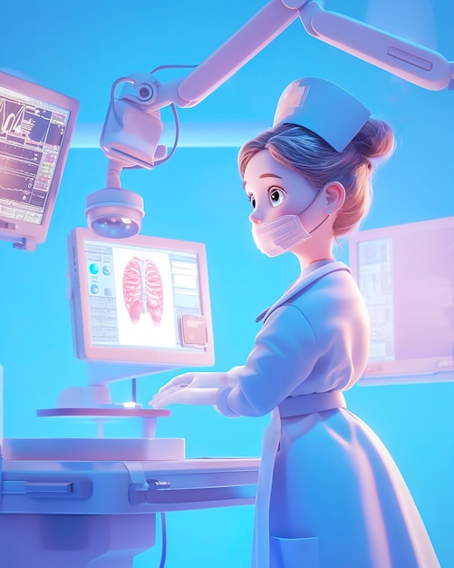 Free photo 3d cartoon hospital healthcare scene