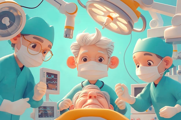 Free Photo 3d cartoon hospital healthcare scene