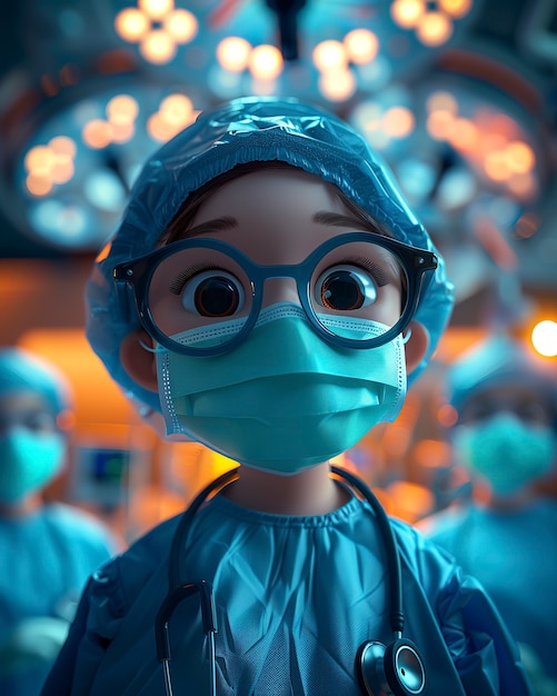 Free photo 3d cartoon hospital healthcare scene