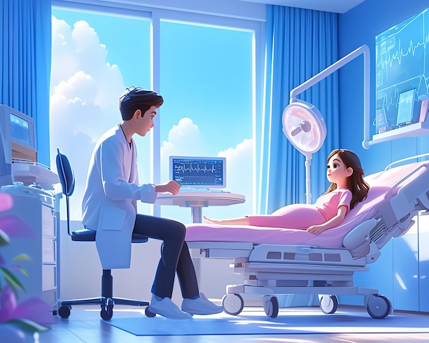 Free photo 3d cartoon hospital healthcare scene