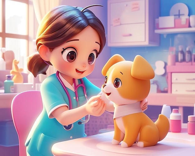 3d cartoon hospital healthcare scene