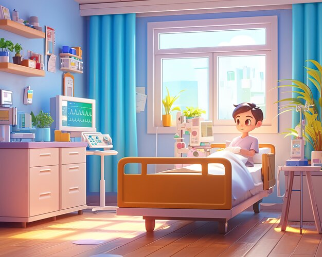 Free photo 3d cartoon hospital healthcare scene