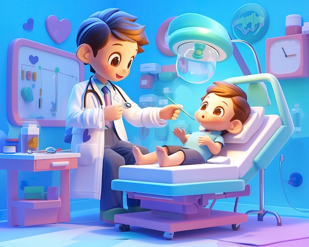 Free Photo 3d cartoon hospital healthcare scene