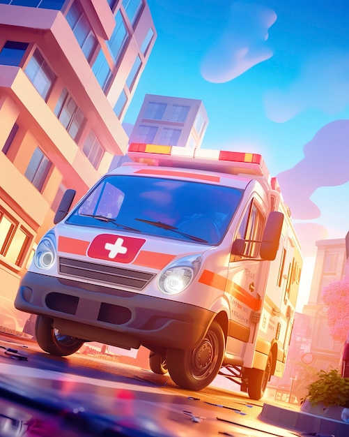 Free photo 3d cartoon hospital healthcare scene