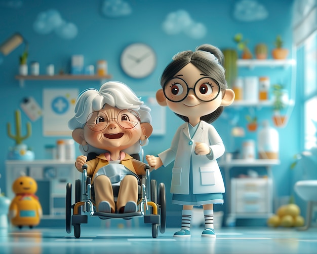 Free Photo 3d cartoon hospital healthcare scene